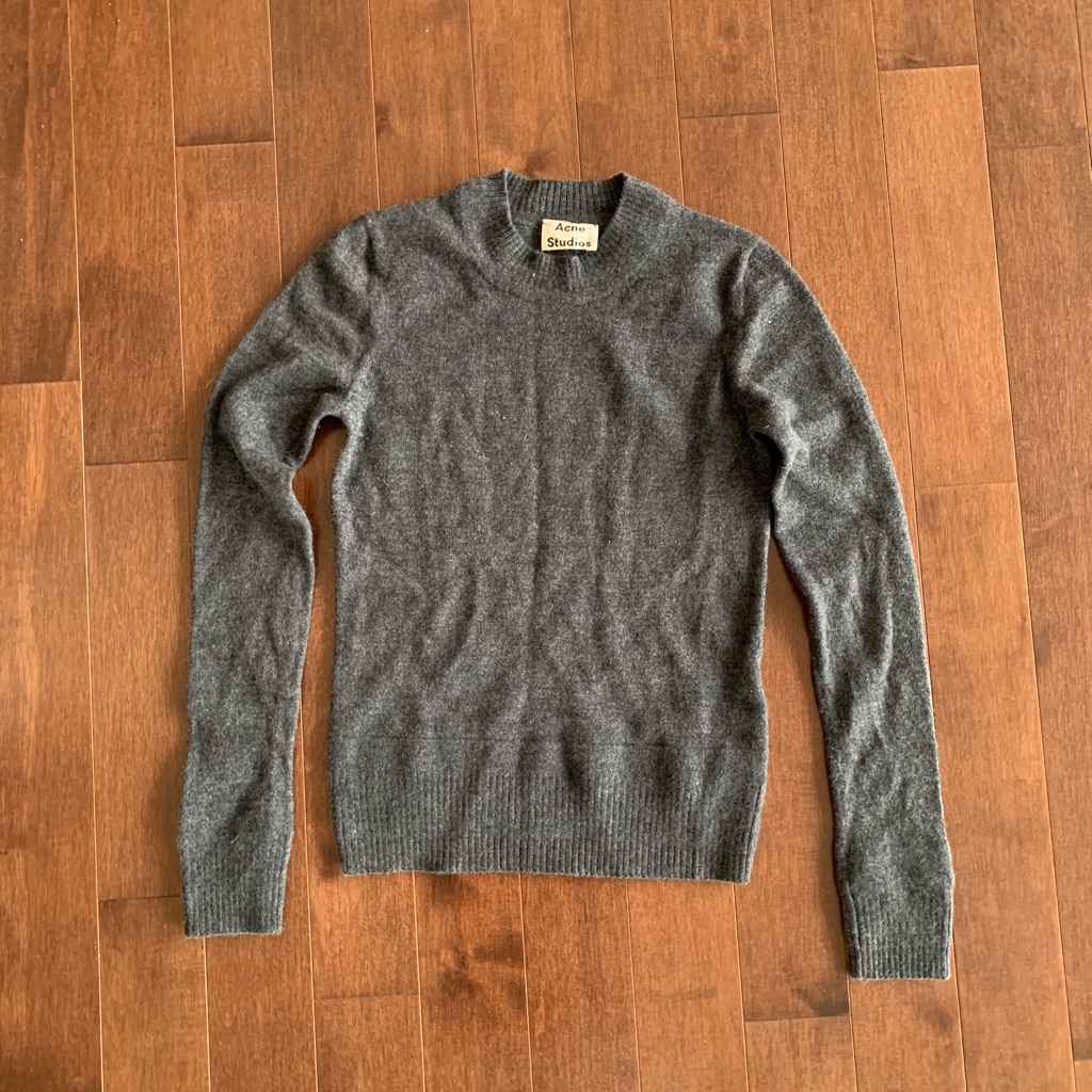 Acne Studios Pacis Punch Paris Charcoal Grey Crewneck Sweater Size Small S